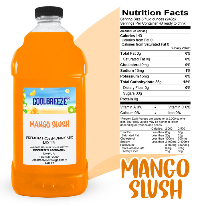 Coolbreeze® Beverages Frozen Drink Machine Flavor Syrups, Slush Mix - Mango Slush