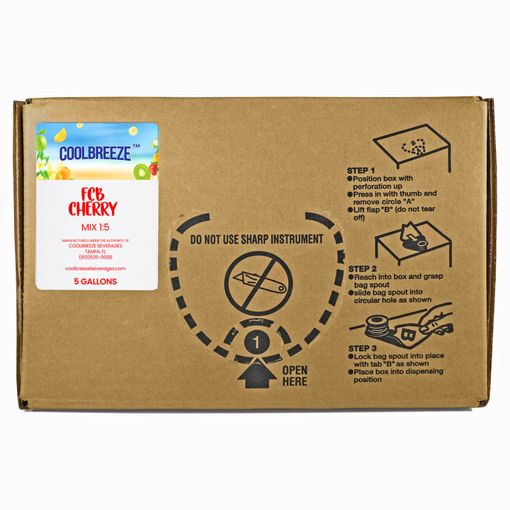 Coolbreeze® Beverages 5 Gallon Bag-In-Box Frozen Carbonated Beverage Frozen Drink Machine Mix - Cherry Slush