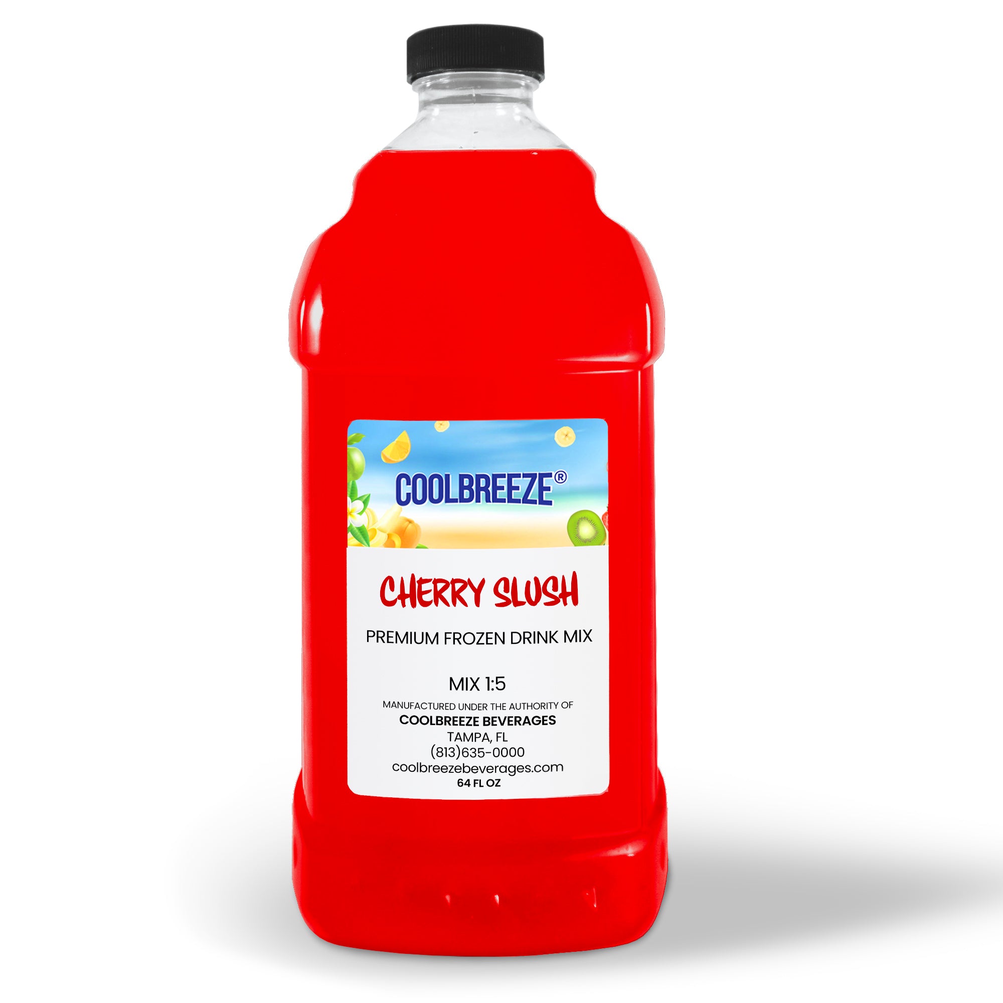 cherry slush vape juice Coolbreeze Beverages Ready To Use Shelf Stable Premium Frozen Drink Fruit/Drink Mix - 1/2 Gal (64fl oz) Bottle