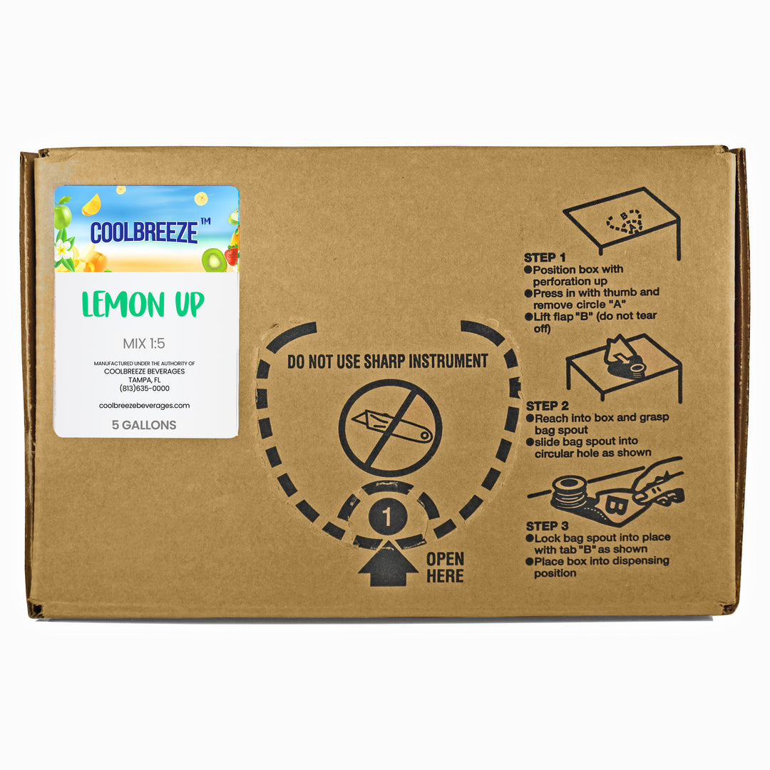 Coolbreeze® Beverages Bag-In-Box Soda Syrups for Fountain Machines - Lemon Up