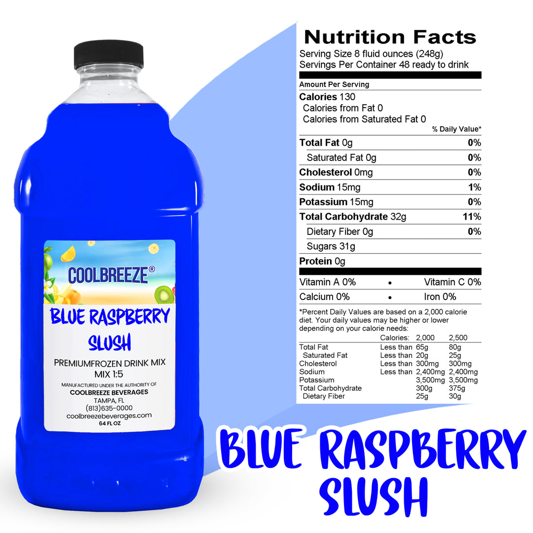 Coolbreeze® Beverages Frozen Drink Machine Flavor Syrups, Slush Mix - Blue Raspberry Slush