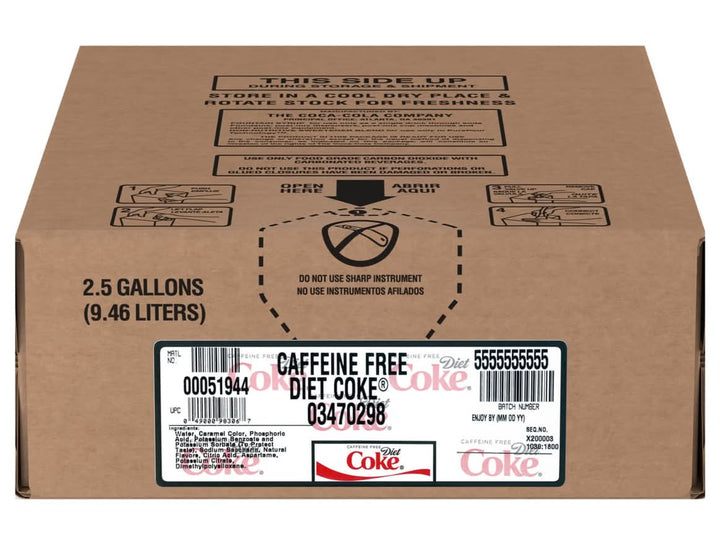 Caffeine Free Diet Coke 2.5 Gallon Bag-In-Box BIB Soda Fountain Syrup Concentrate