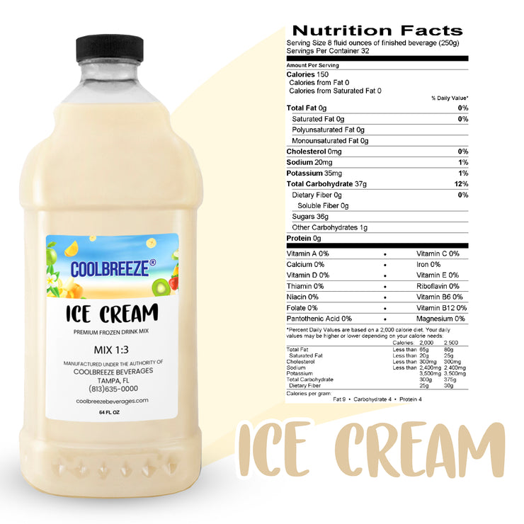 Coolbreeze Beverages Premium Frozen Drink Machine Mix, One 1/2 Bottle - Vanilla Ice Cream