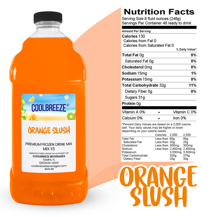 Coolbreeze® Beverages Frozen Drink Machine Flavor Syrups, Slush Mix - Orange Slush