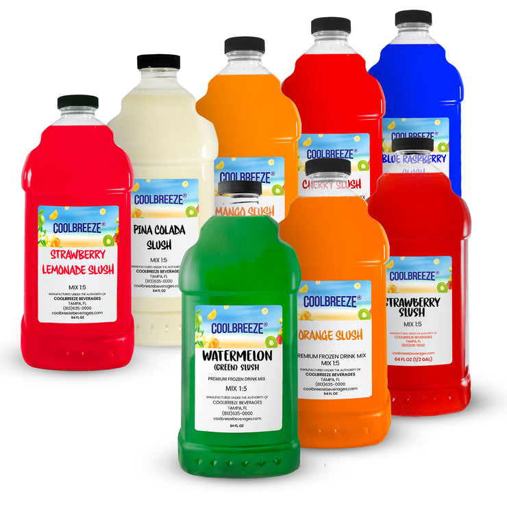 Coolbreeze® Beverages Frozen Drink Mix Flavor Syrup - 1:5 Slush Combo 8 Pack!