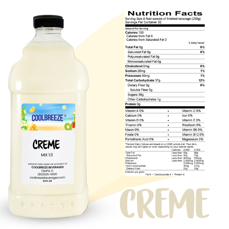 Coolbreeze® Beverages Premium Frozen Drink Machine Mix - Creme