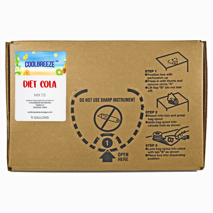Coolbreeze® Beverages 5 Gallon Bag-In-Box Soda Syrups for Soda Fountains, Home Use - Flavor Syrup Concentrate BIB - Diet Cola