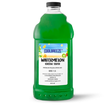 Coolbreeze Beverages Frozen Drink Machine Flavor Syrups, Slush Mix - One 1/2 Gallon Bottle - Green Watermelon