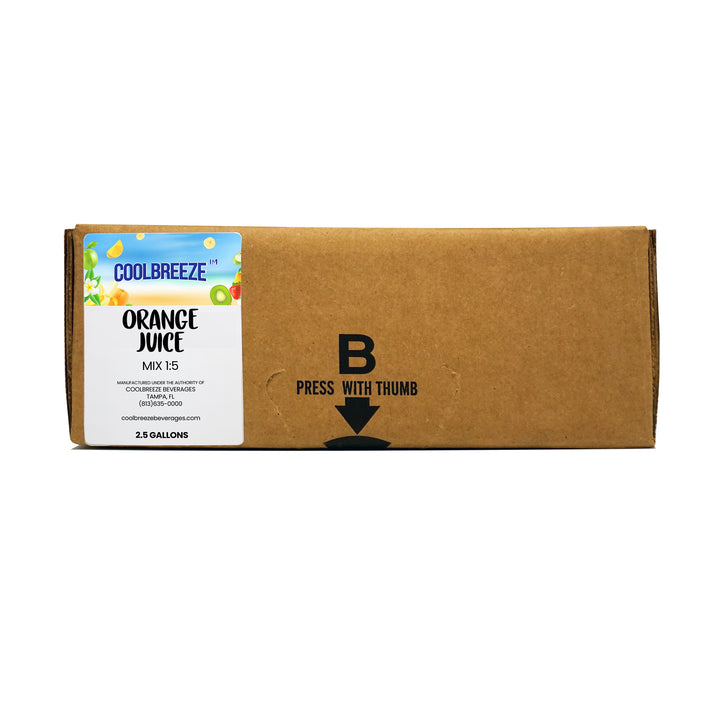Coolbreeze® Beverages Orange Juice 2.5 Gallon Bag-In-Box BIB Syrup Real Fruit Concentrate
