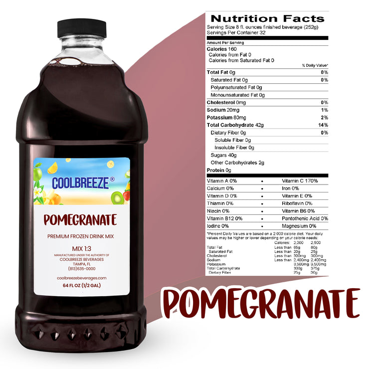 Coolbreeze® Beverages Premium Frozen Drink Machine Mix - One 1/2 Gallon Bottle - Pomegranate