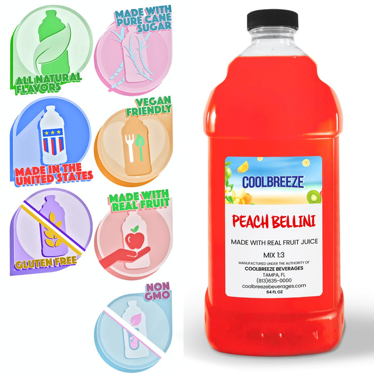 Coolbreeze® Beverages Premium Frozen Drink Machine Mix - One 1/2 Gallon Bottle - Peach Bellini