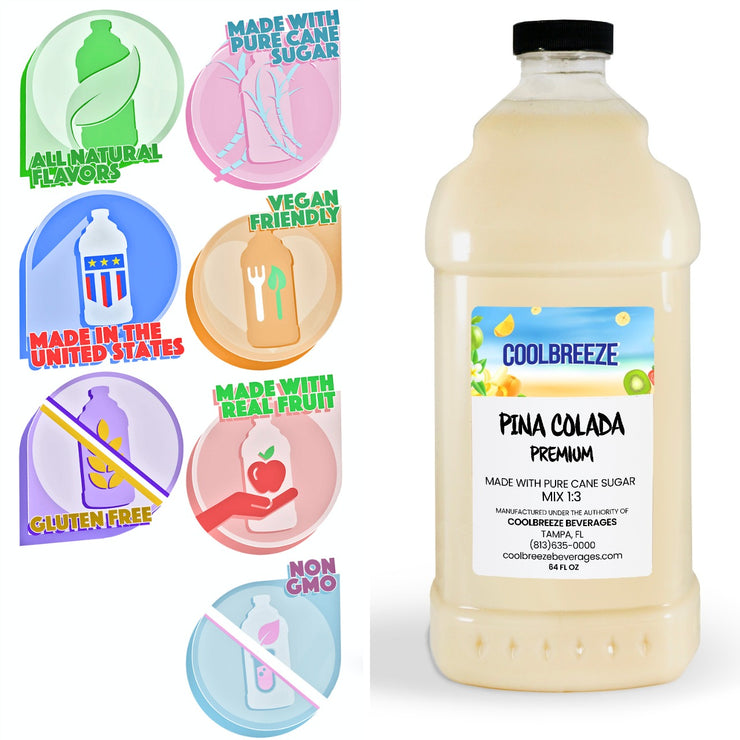 Coolbreeze Beverages Premium Frozen Drink Machine Mix, Granita Slush Mix, Made with Cane Sugar - Pina Colada