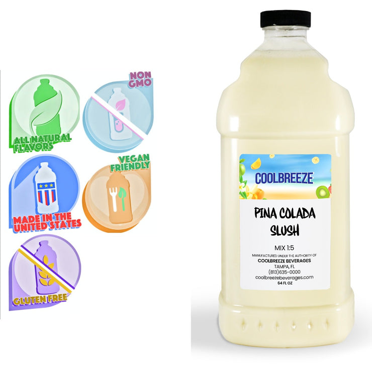 Coolbreeze Beverages Frozen Drink Machine Flavor Syrups, Slush Mix - One 1/2 Gallon Bottle - Pina Colada