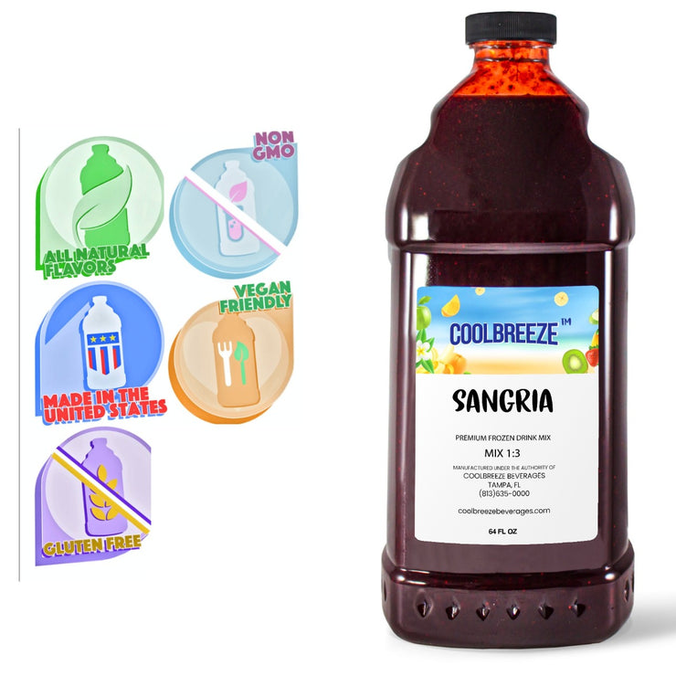 Coolbreeze® Beverages Premium Frozen Drink Machine Mix - One 1/2 Gallon Bottle - Red Sangria